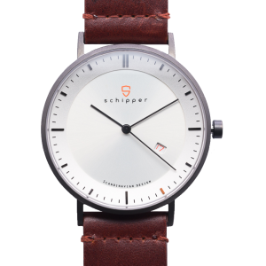 Schipper Watch | NEW AESTHETIC | Silver | Red Brown Leather Strap